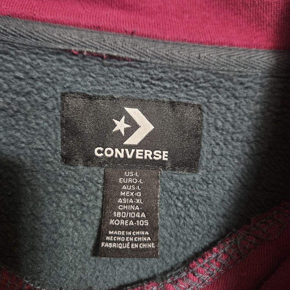 Converse Y2K Embroidered Mock Neck Zip Sweatshirt Size Large(no Drawstring) - Picture 2 of 7